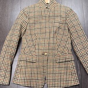 J. Crew Houndstooth Blazer in Cream, Brown and Red